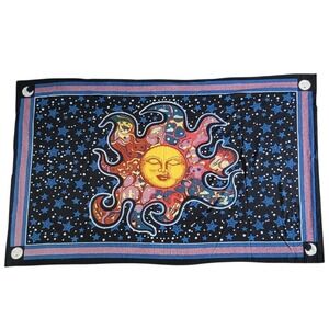 Sun Moon Stars Celestial Tapestry Wall Hanging India Arts Bedspread 83" x 52"